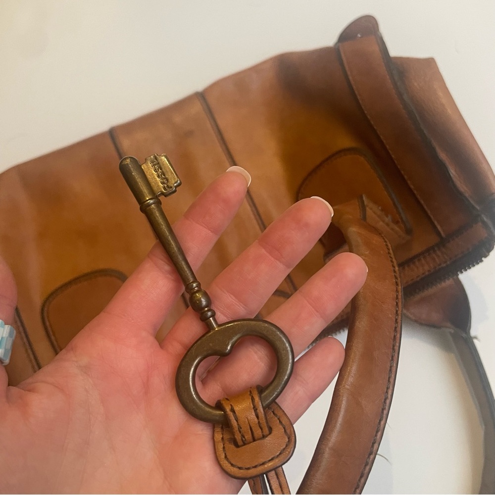 Fossil Brown Leather Handbag Purse - Picture 3 of 4